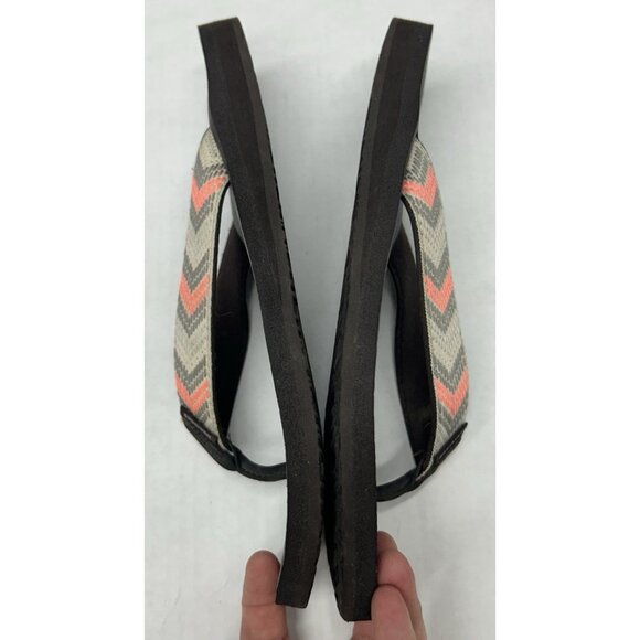 Skechers Yoga Foam Sandals flip flops Womens 10.5 Brown Gray Coral Chevron - Picture 5 of 9